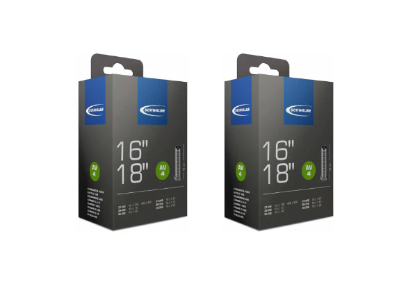 2x Brompton Schwalbe AV4 Inner Tube 16/18 x 1 3/8" Schrader Valve 40mm