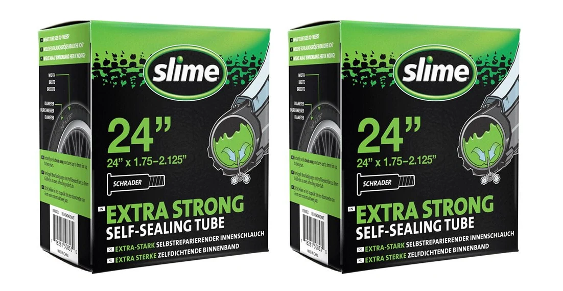 2x Slime Smart Self-Sealing Bicycle Inner Tube | 24 x 1.75-2.125" | Schrader Valve