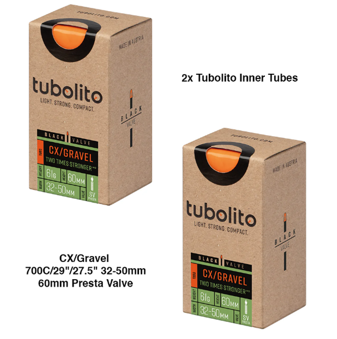 2x Tubolito Tubo CX Gravel 700C/29"/27.5" 32-50mm Presta Valve Black Inner Tubes - Image 6