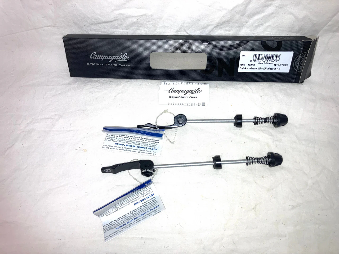 Campagnolo QR8-40BFR Quick Release Skewers Front And Rear In Black - Image 2