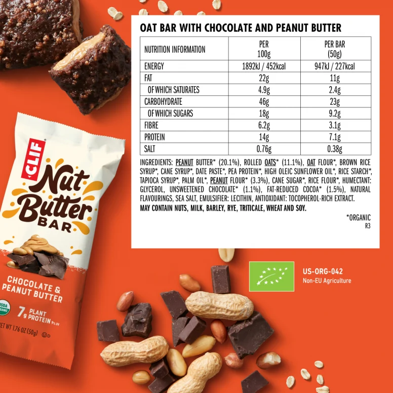 Clif Organic Nut Butter Bar 50g x 12 Pack - Image 4
