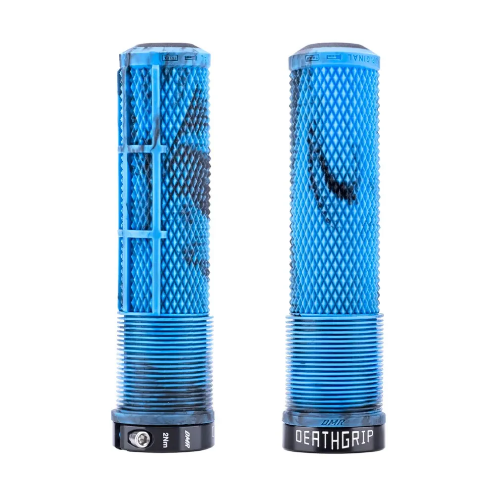 DMR MTB V6 Platform Pedals & DMR DeathGrip2 Flangeless Handlebar Grips Bundle In Blue - Image 3