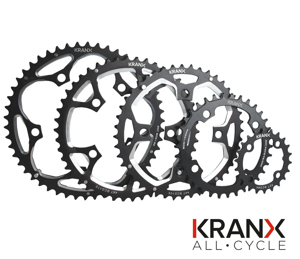 KranX 110BCD Alloy 5 Arm 9/10 Speed Chainring in Black All Sizes