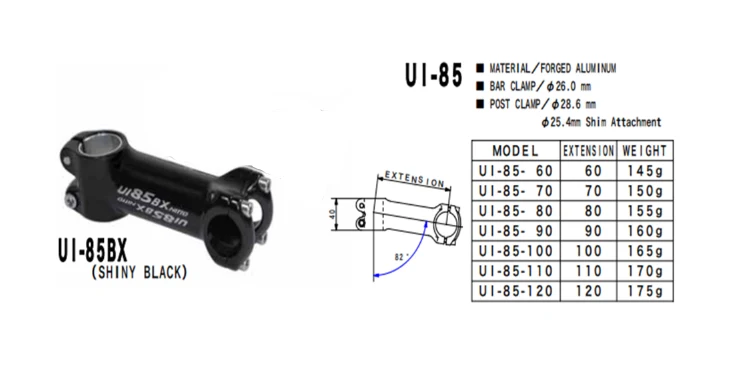 Nitto UI-85BX Stem | 26.0mm Clamp | Black - Image 2