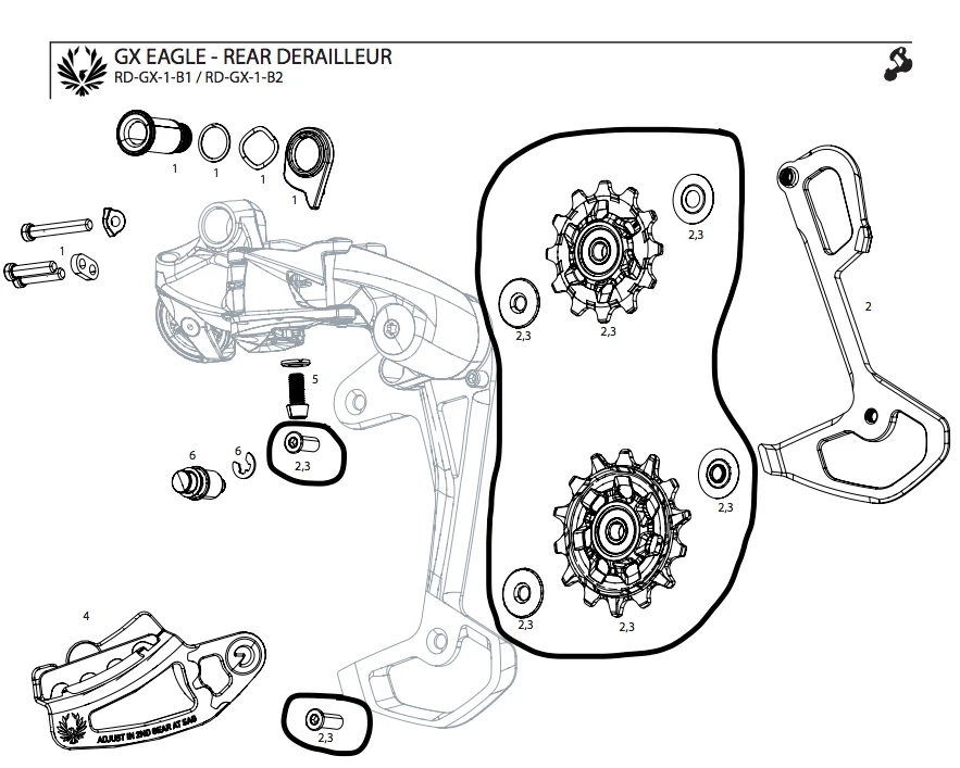 SRAM Rear Derailleur Pulley Kit GX Eagle / Apex Eagle Jockey Wheels 11.7518.089.000 - Image 2
