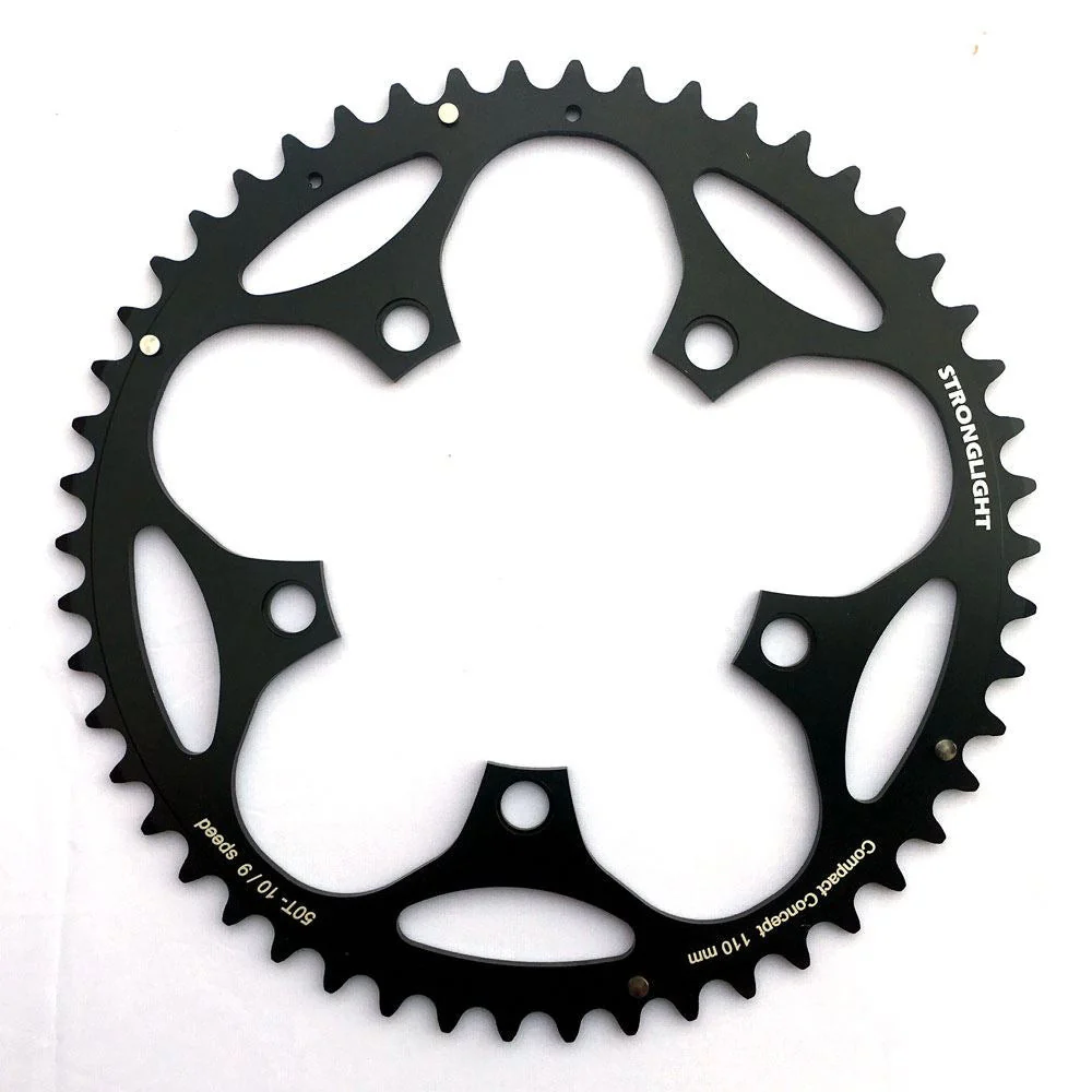 Stronglight Dural 5083 9/10 Speed 110mm BCD Inner/Outer Compact Chainrings 50T 34T In Black - Image 3
