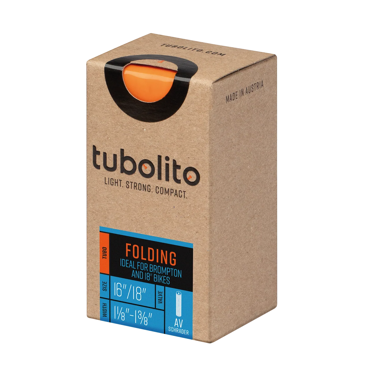 Tubolito Tubo Brompton Folding Bike 16/18 x 1 1/8 - 1 3/8" 40mm Schrader Valve Orange Inner Tube